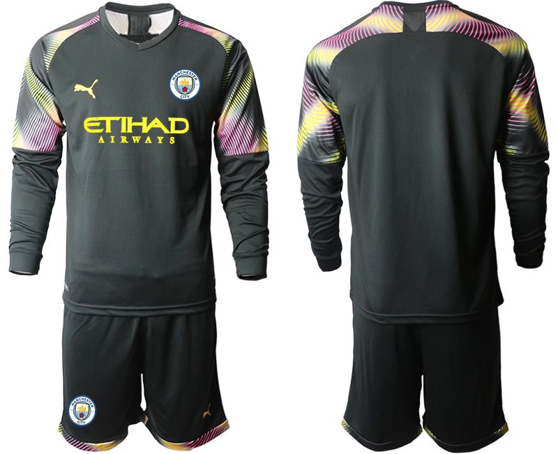 Men 2019-2020 club Manchester City black goalkeeper Long sleeve Soccer Jerseys->manchester city jersey->Soccer Club Jersey